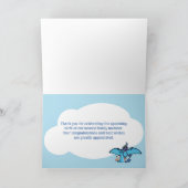 プテロダクチル恐竜の男の子の赤ちゃんシャワーありがとう サンキューカード (内部)