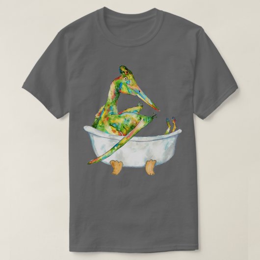 プテロダクティル入浴絵画恐竜 Tシャツ (デザイン正面)