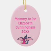 プテロダクティル恐竜女の子のシャワー セラミックオーナメント (裏面)