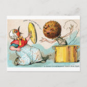 プディングがバードレディを攻撃するクリスマスカード ポストカード (正面)