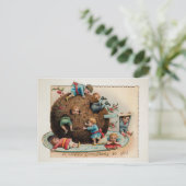 プディングビクトリアンクリスマスの変な子ども ポストカード (スタンド正面)