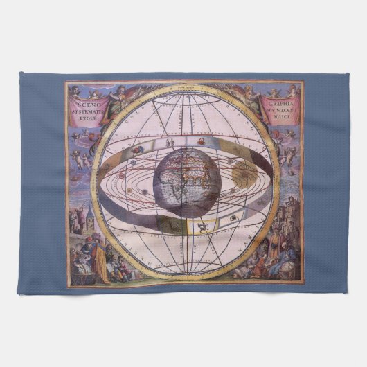 プトレマイオス式太陽系の古代天体図、アンドレアス・セラリウス キッチンタオル (横)