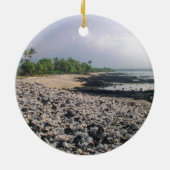 プナルウブラックサンドビーチハワイビッグアイランド セラミックオーナメント (裏面)