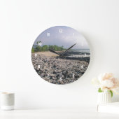 プナルウブラックサンドビーチハワイビッグアイランド ラージ壁時計 (ホーム)