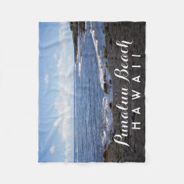 プナルブラックサンドビーチハワイ フリースブランケット