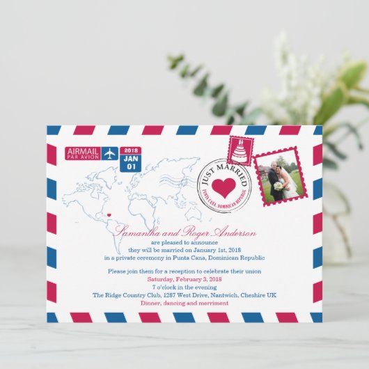 プナ・カナ ドミニカ共和国 エアメール 挙式後受付 招待状 (スタンド正面)