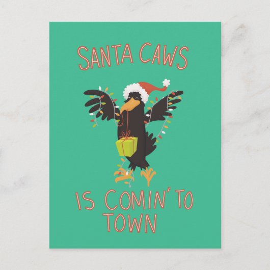 プニーサンタカウスクリスマスホリデークロウ ポストカード (正面)