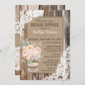 プニーズウッドレース素朴ブライダルシャワー 招待状 (正面/裏面)