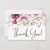 プニーズピンクブルゴーニュエレガントフローラ サンキューカード (正面)