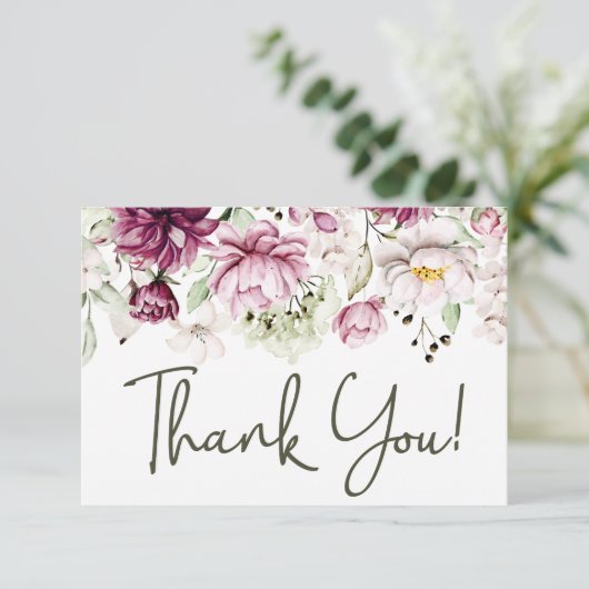 プニーズピンクブルゴーニュエレガントフローラ サンキューカード (スタンド正面)