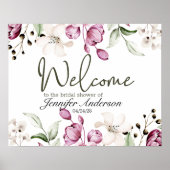 プニーズピンクブルゴーニュフローラブライダルシャワー ポスター (正面)