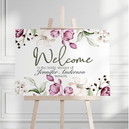 プニーズピンクブルゴーニュフローラブライダルシャワー ポスター