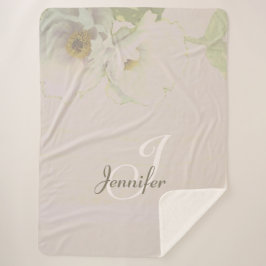 プニーズマウヴモノグラムシェルパブランケット シェルパブランケット