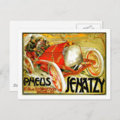 プネウスが〜をタイヤにしてセナチーカーレースのブリュッセルポスター ポストカード (正面/裏面)