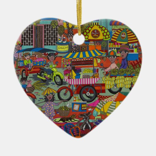 プノンペンの通り セラミックオーナメント (正面)