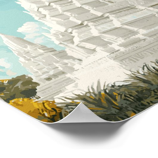 プノンペンカンボジアイラストレーショントラベルアートレトロ ポスター (角)