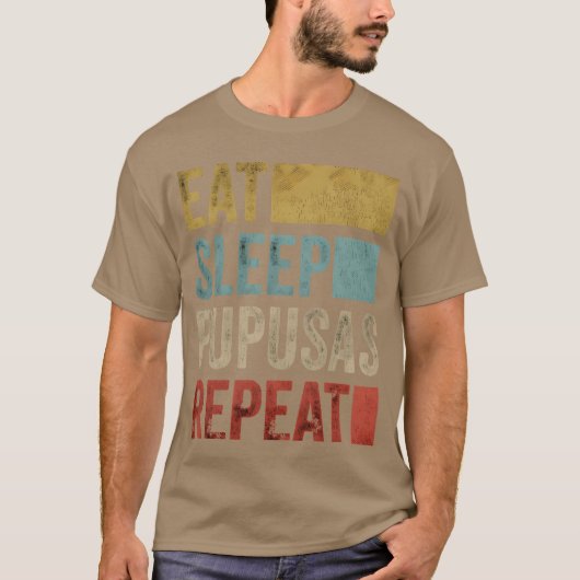 プパサス エルサルバドル料理 おとこの子 Eat Sleep Tシャツ (正面)