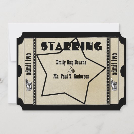 プファンキーレイ結婚ビルチケットスタイル 招待状 (裏面)