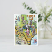 プフルガービルテキサス州漫画の地図 ポストカード (スタンド正面)