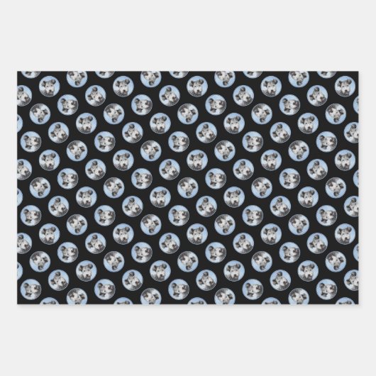 プミ絵を描のグレイかぼちゃかわいいオリジナルペットドッグアート ラッピングペーパーシート (正面3)