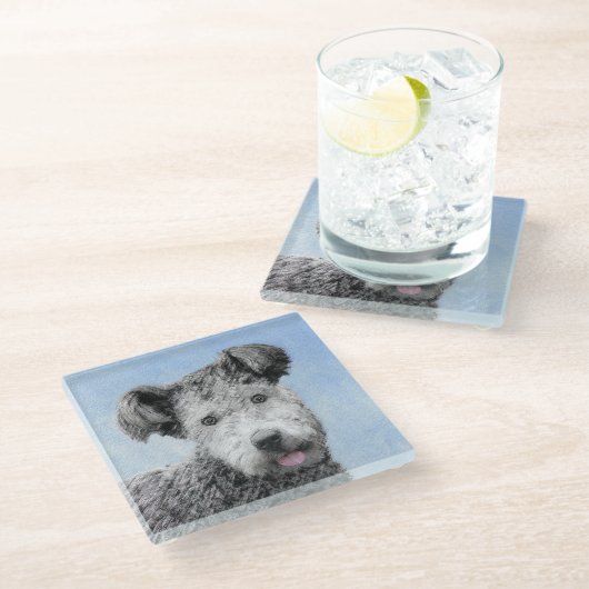 プミ絵画ズ – かわいいオリジナルドッグアート ガラスコースター (アングル)