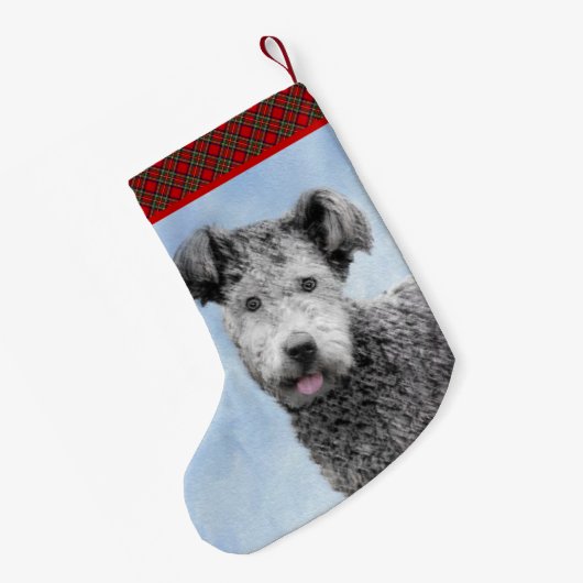 プミ絵画ズ – かわいいオリジナルドッグアート スモールクリスマスストッキング (裏面 (吊り時))