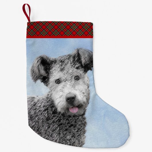 プミ絵画ズ – かわいいオリジナルドッグアート スモールクリスマスストッキング (正面)