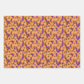 プヤフラワーボタニカルフローラルパターンオレンジイエロー ラッピングペーパーシート (正面)