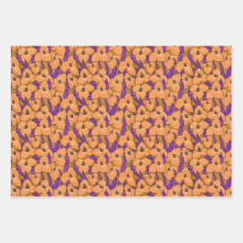 プヤフラワーボタニカルフローラルパターンオレンジイエロー ラッピングペーパーシート