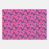 プヤ花植物花柄ピンクブルー ラッピングペーパーシート (正面)