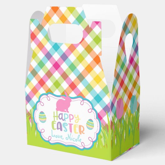 プライかわいらしドハッピーイースターパーソナライズされたゲーブルボックス フェイバーボックス (オープン)