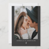 プライア ブラックコンテンポラリー モダン フォト ウェディング 招待状 (裏面)