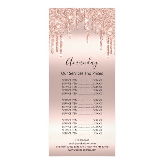 プライスリストヘアメイクアップまつげ爪、 ネイルワックスバラドリップ ラックカード (正面)