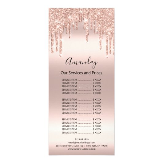 プライスリストヘアメイクアップまつげ爪、 ネイルワックスバラ赤面 ラックカード (正面)