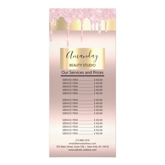 プライスリストヘアメイクアップまばたき爪、 ネイルピンクローズドリップ ラックカード (裏面)