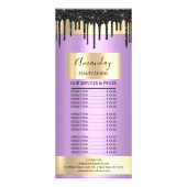 プライスリストヘアメイクアップラッシュ爪、 ネイル金ゴールドドリップパープル ラックカード (正面)