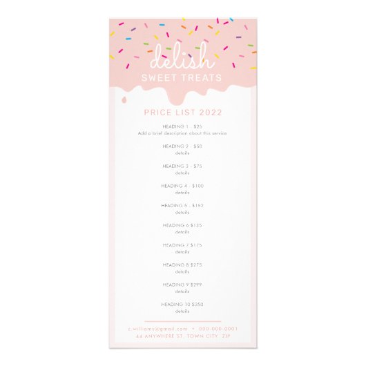 プライスリストベーカリーケーキつや消しドリップ赤面 ラックカード (正面)