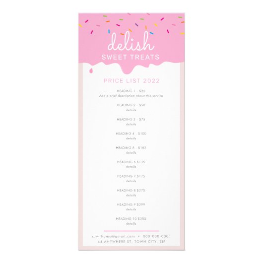 プライスリストベーカリーケーキつや消し点滴 ラックカード (正面)