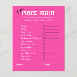 プライス右ベビーシャワーゲーム紙シート