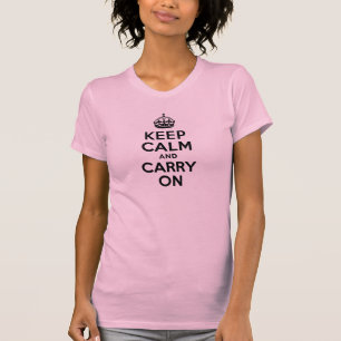 プライス最高のKeep Calm and Carry Onブラック Tシャツ
