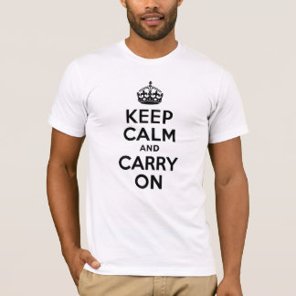 プライス最高のKeep Calm and Carry Onブラック Tシャツ