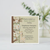 プライズとポカドットサファリ動物のベビーシャワー 招待状 (スタンド正面)