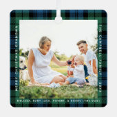 プライドおばあちゃん2写真クリスマスキャンプベルタータンチェック メタルオーナメント (正面)