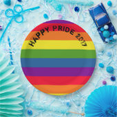 プライドお祝いLGBTQレインボーフラッグカスタム文字 ペーパープレート (パーティー)