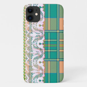 プライドとレース緑ピンクの桃の女の子フェミニンかわいい iPhone 11 ケース
