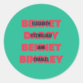 プライドと偏見のキャラクターの姓と名 ラウンドシール (正面)