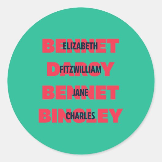 プライドと偏見のキャラクターの姓と名 ラウンドシール (正面)