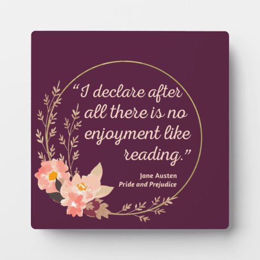 プライドと偏見の引用 III - かわいいスタイル フォトプラーク (正面)