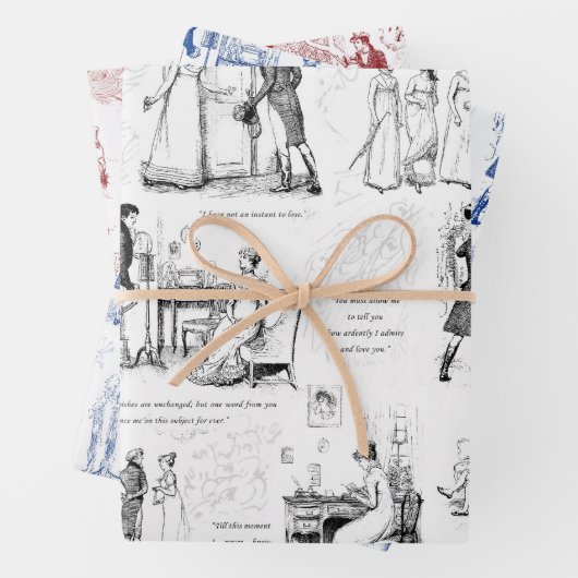 プライドと偏見ブラックレッドブルートイル引用文 ラッピングペーパーシート (インサイチュ)