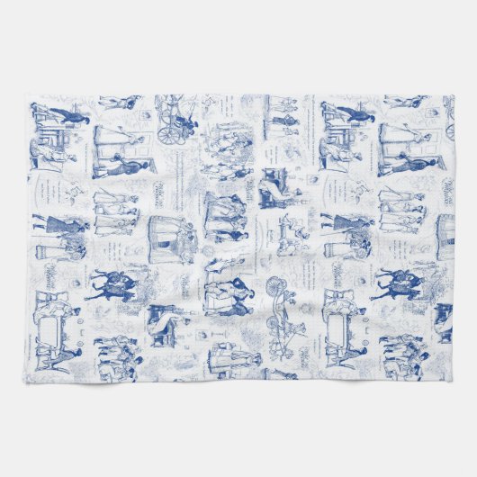 プライドと偏見ブルートワール引用文イラストレーション キッチンタオル (横)